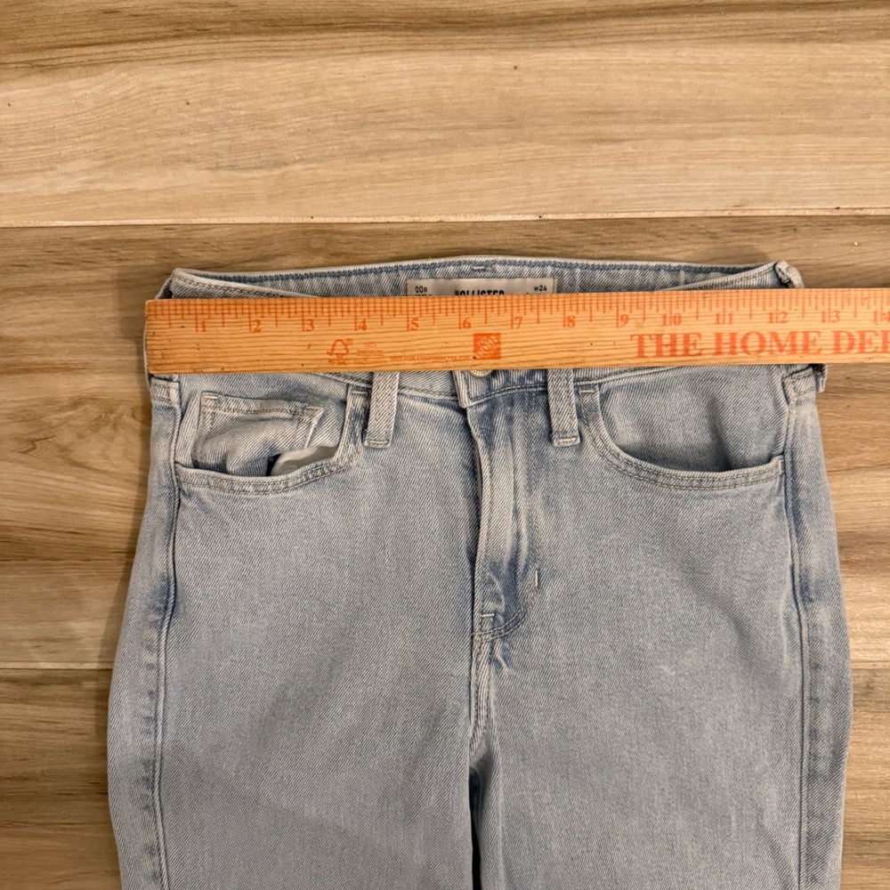 Hollister High-Rise Flare‎ Jeans Light Wash Heart Embroidery 00R W24 Regular - Picture 5 of 7